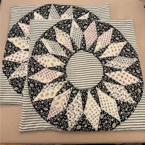 Quilted patchwork April Cornell throw pillow covers - set of two